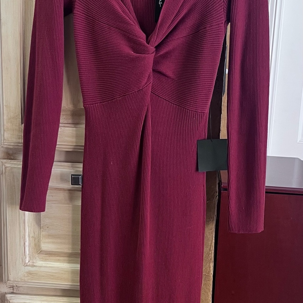 Lulu's Burgundy Twist Front Maxi Dress